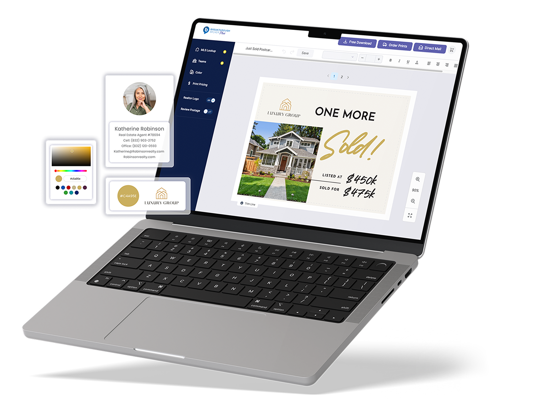laptop mockup with designs